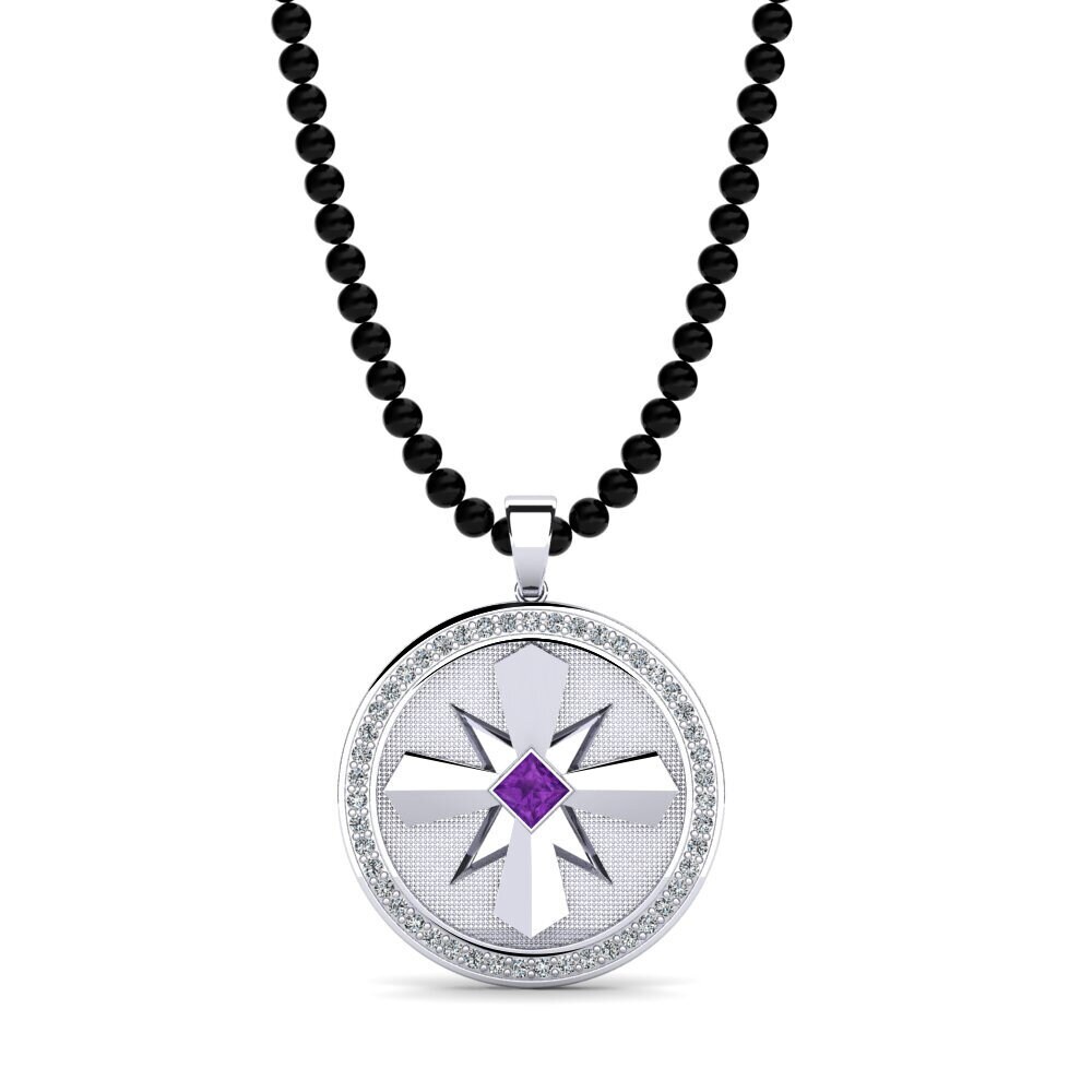14ct White Gold Amethyst Men's Pendant Patrick