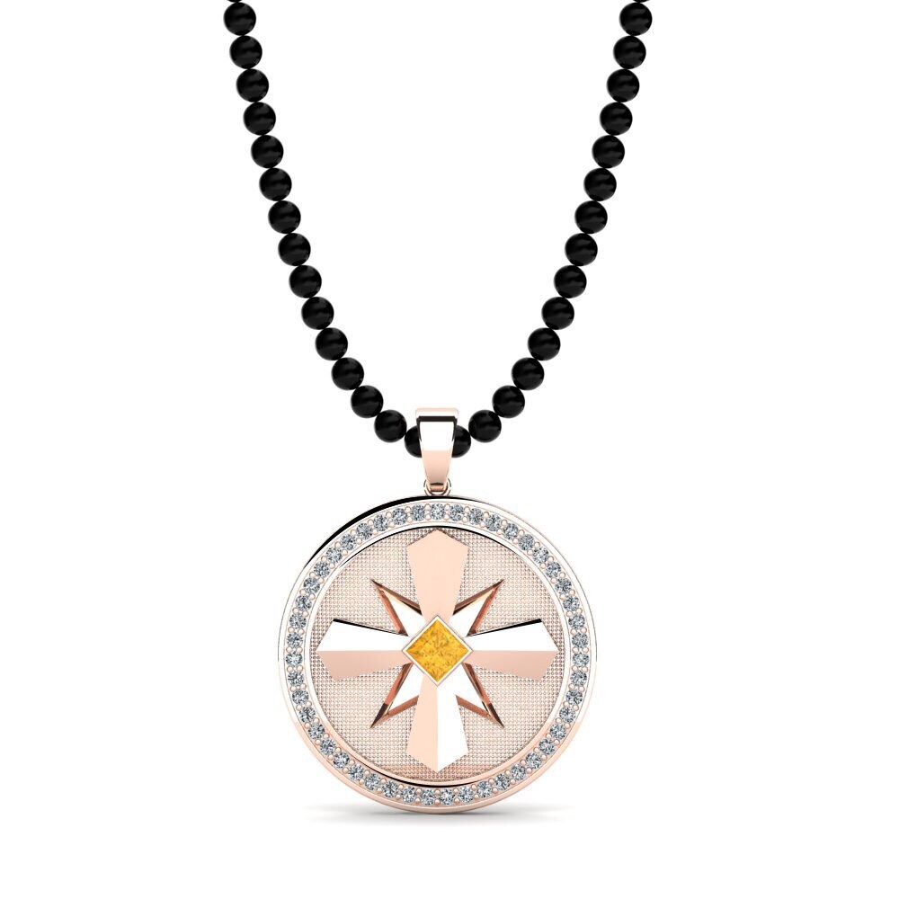 14ct Rose Gold Citrine Men's Pendant Patrick