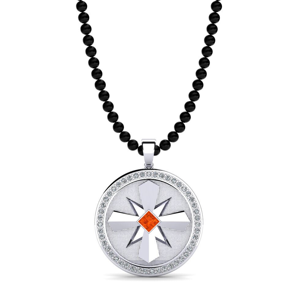 14ct White Gold Fire Opal Men's Pendant Patrick