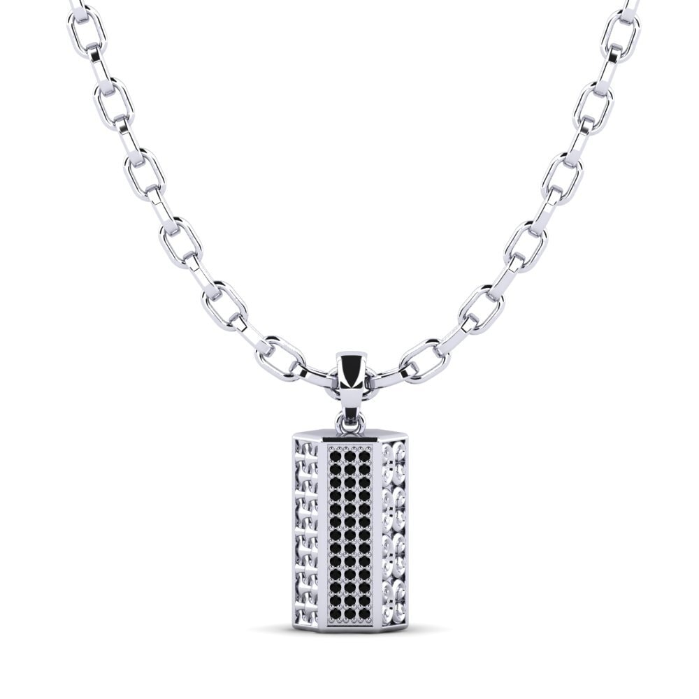 Palladium 950 Diamant Noir Pendentif pour homme Reid