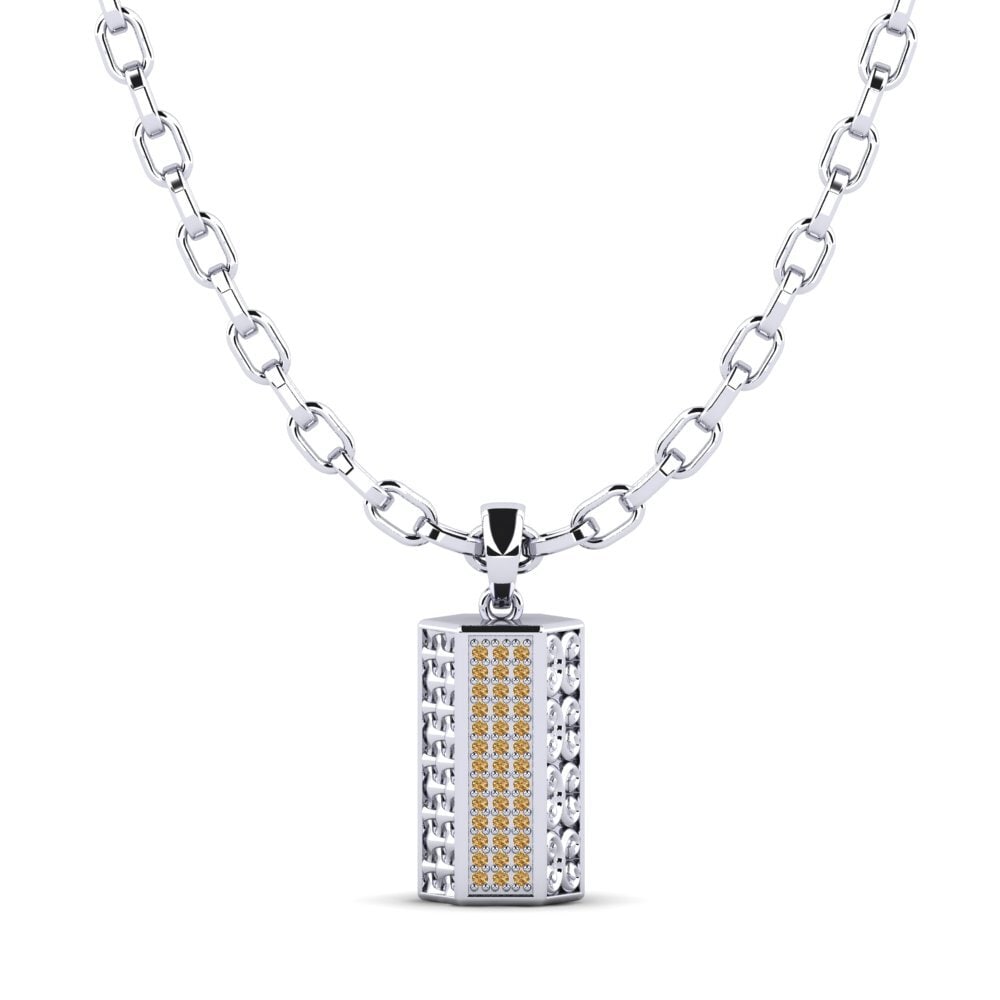 Argent Blanc Diamant Brun Pendentif pour homme Reid