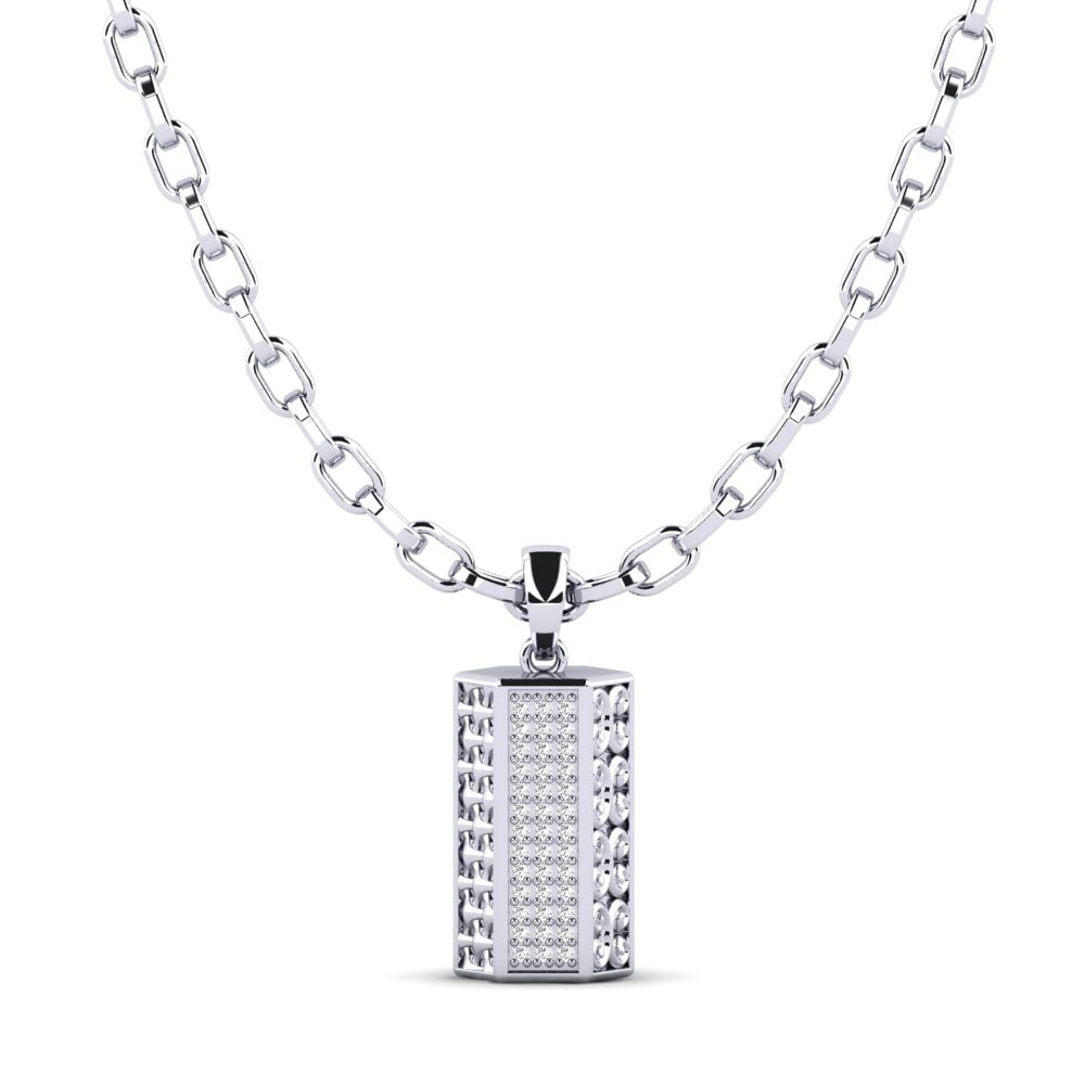 Platine 950 Saphir Blanc Pendentif pour homme Reid