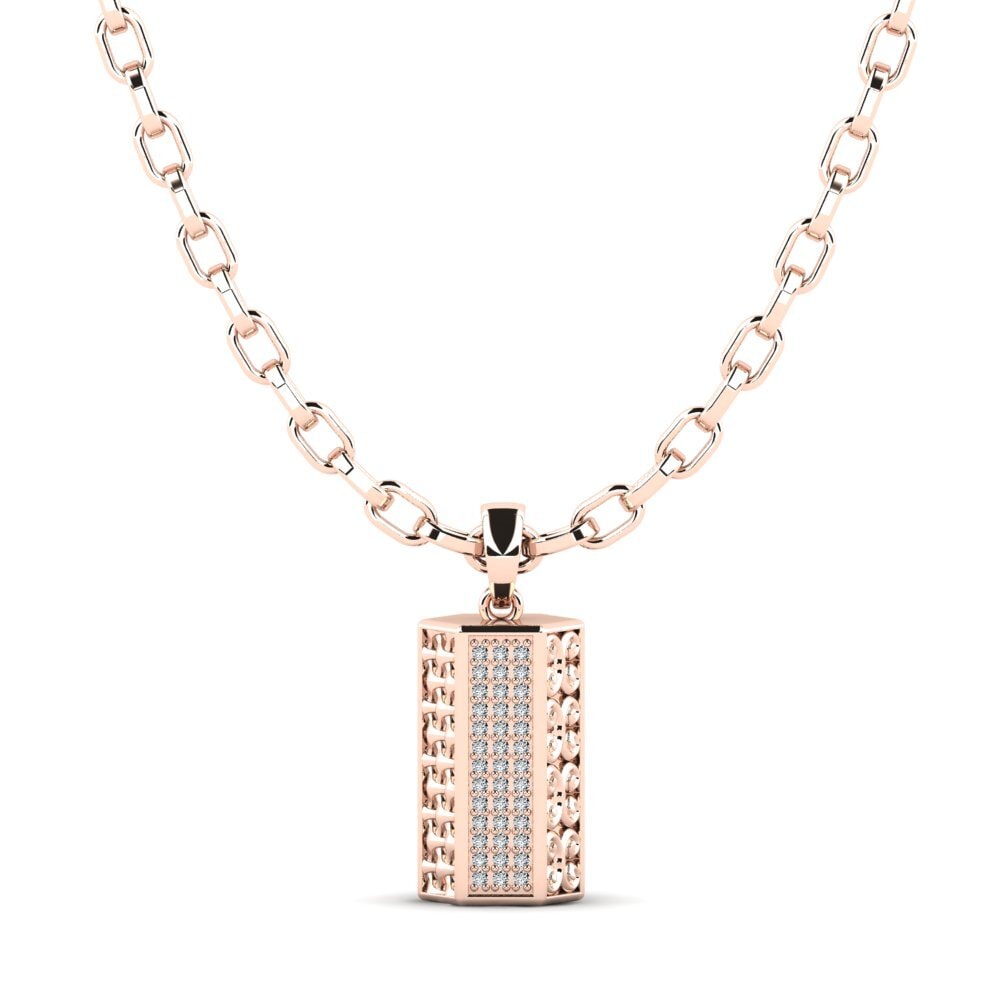 Or rose 585 Zircone Pendentif pour homme Reid