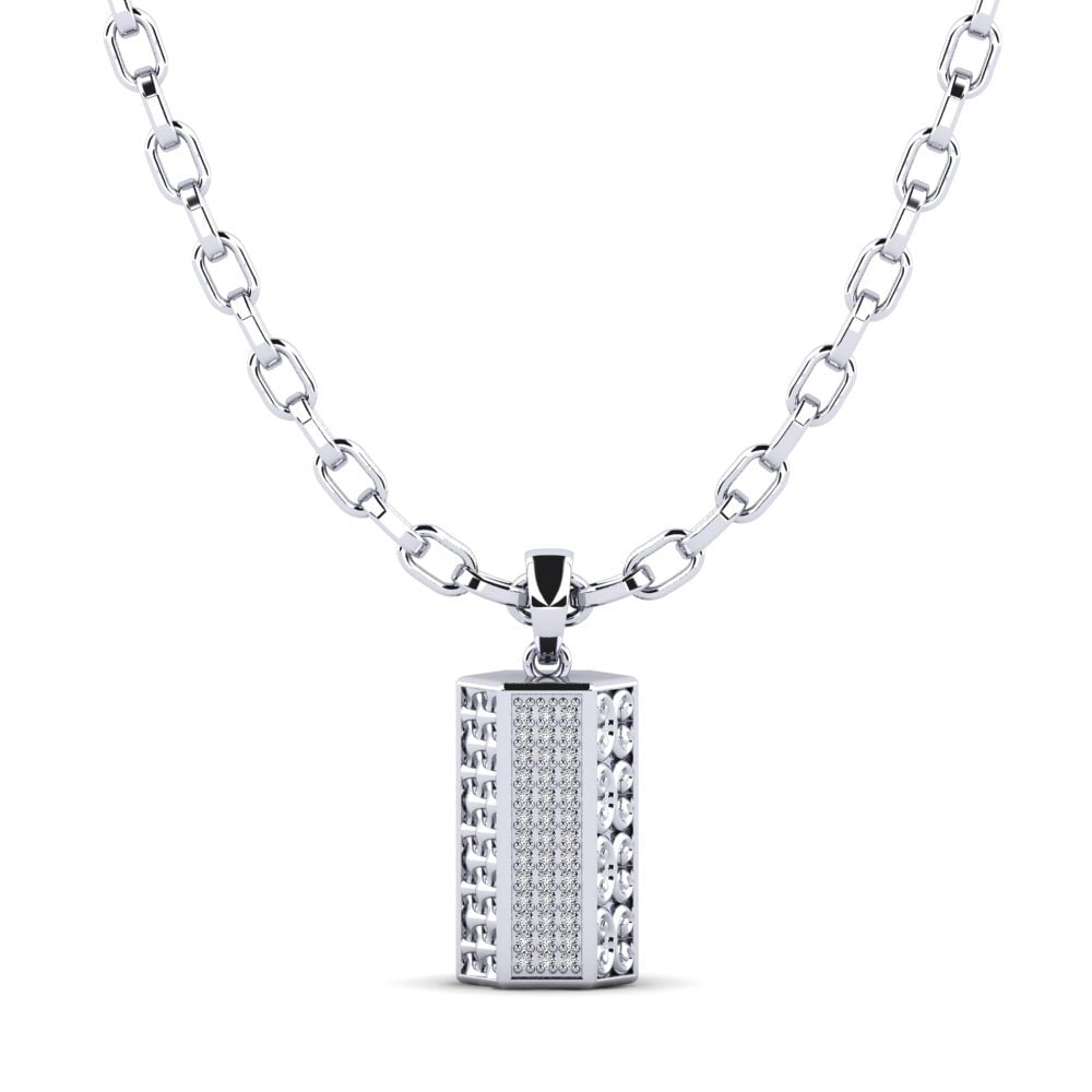 Platine 950 Zircone Pendentif pour homme Reid