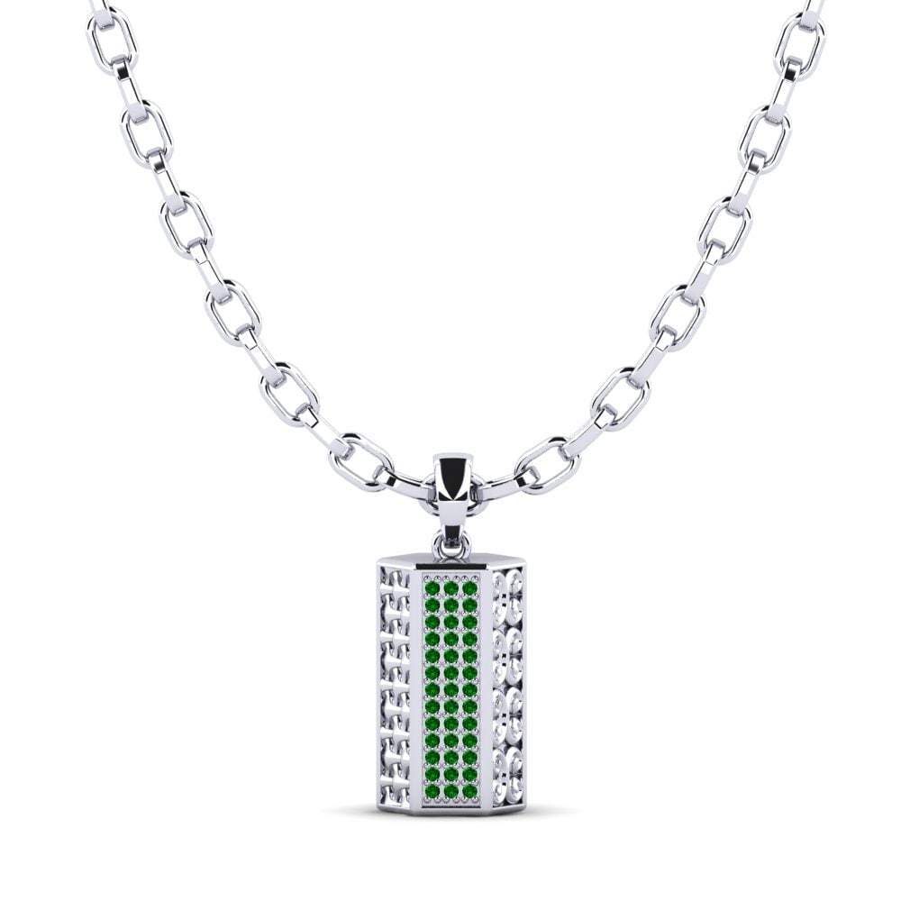 Palladium 950 Zircone Vert Pendentif pour homme Reid
