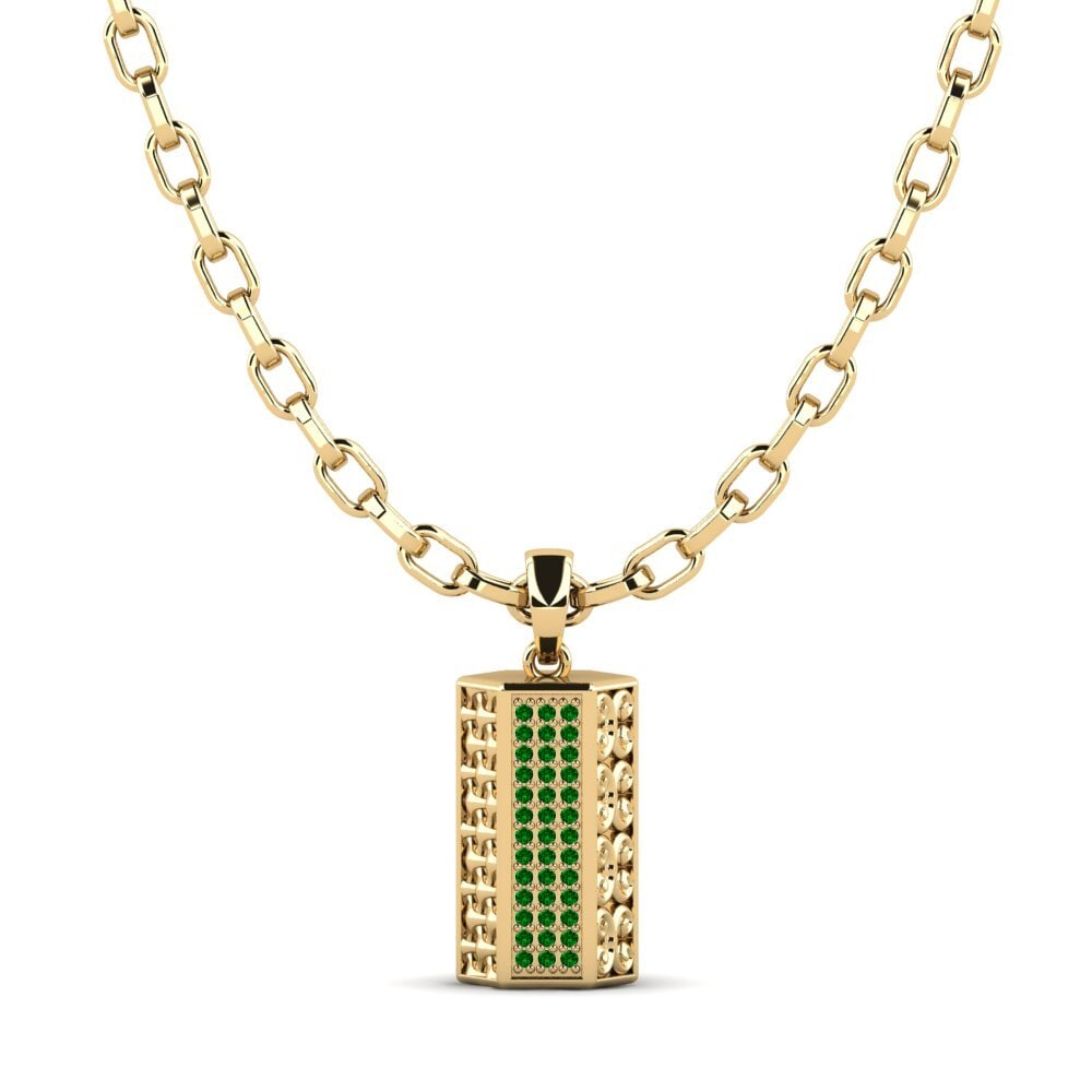 Or Jaune 585 Zircone Vert Pendentif pour homme Reid