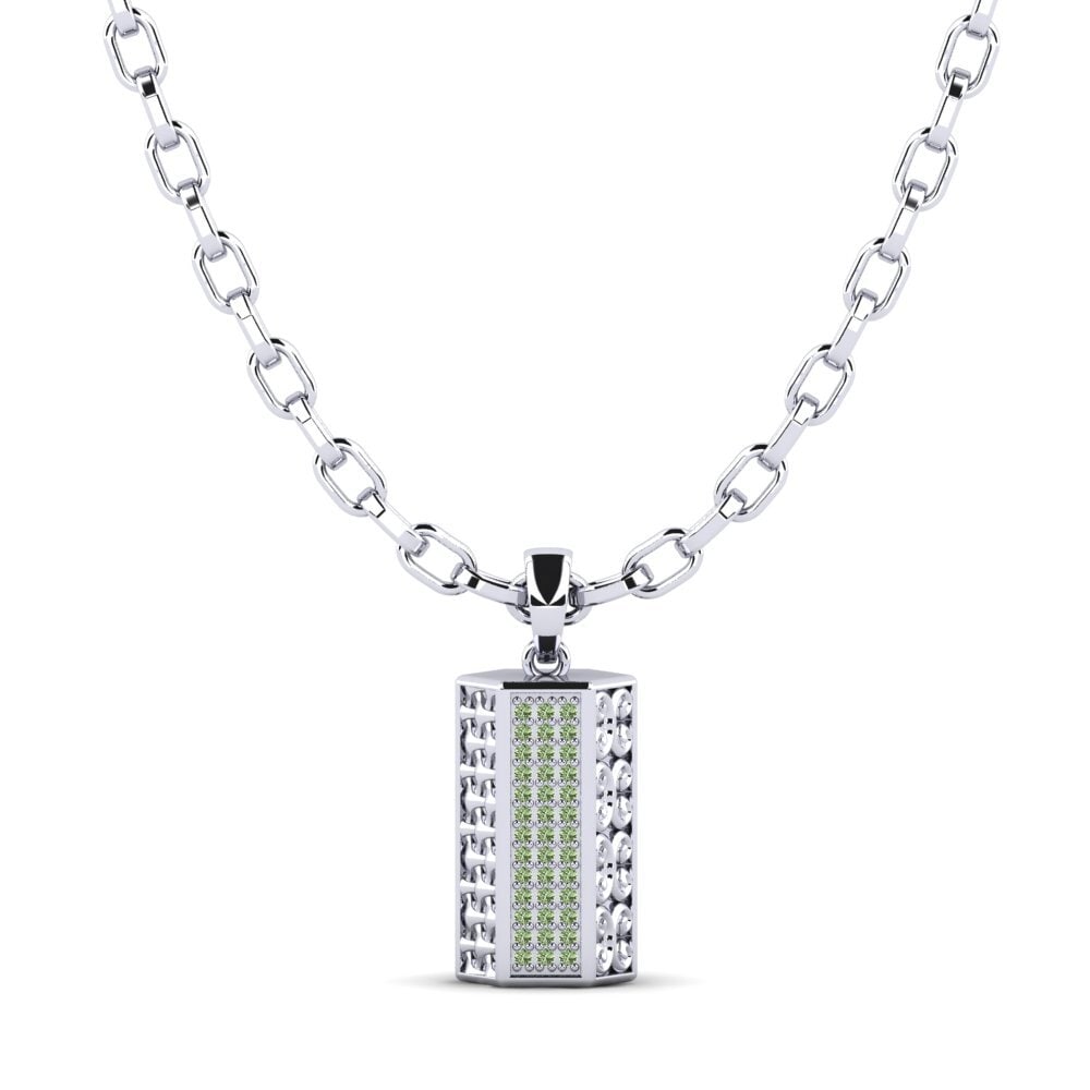 Argent Blanc Diamant Vert Pendentif pour homme Reid