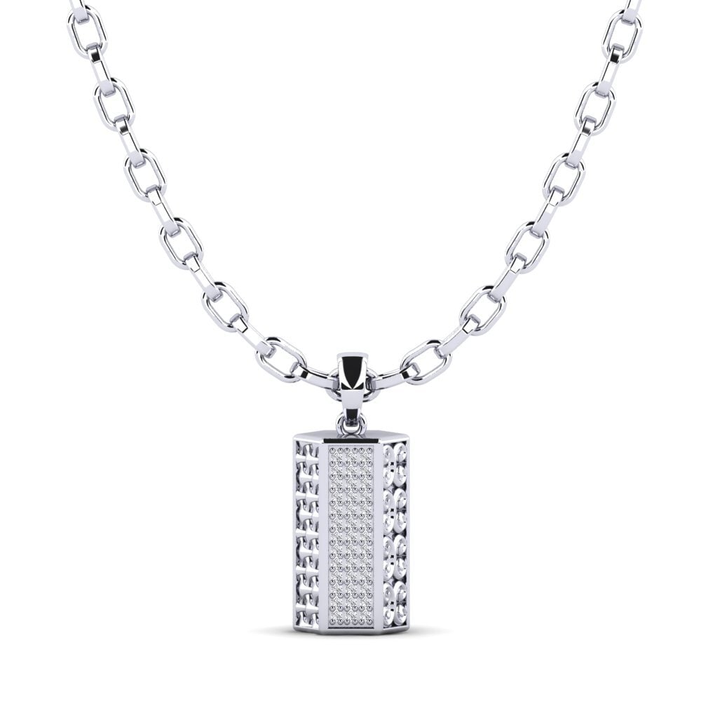 Platine 950 Diamant De Synthèse Pendentif pour homme Reid