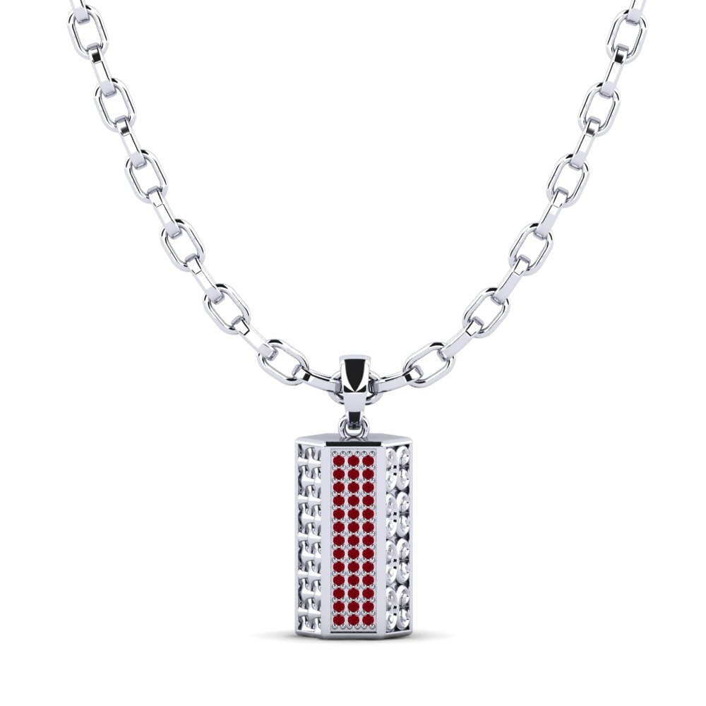 Argent Blanc Zircone Rouge Pendentif pour homme Reid