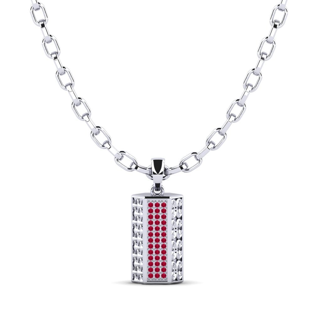 Platine 950 Rubis Pendentif pour homme Reid