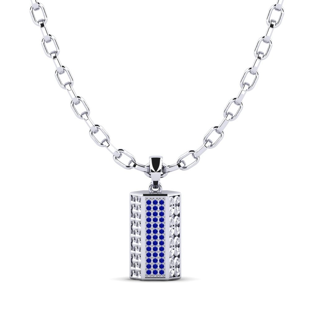 Palladium 950 Saphir Pendentif pour homme Reid