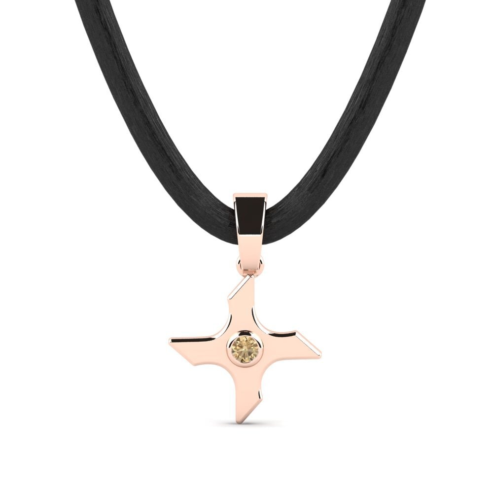 Rotgold 585 Brauner Diamant Herren-Anhänger Rexxar