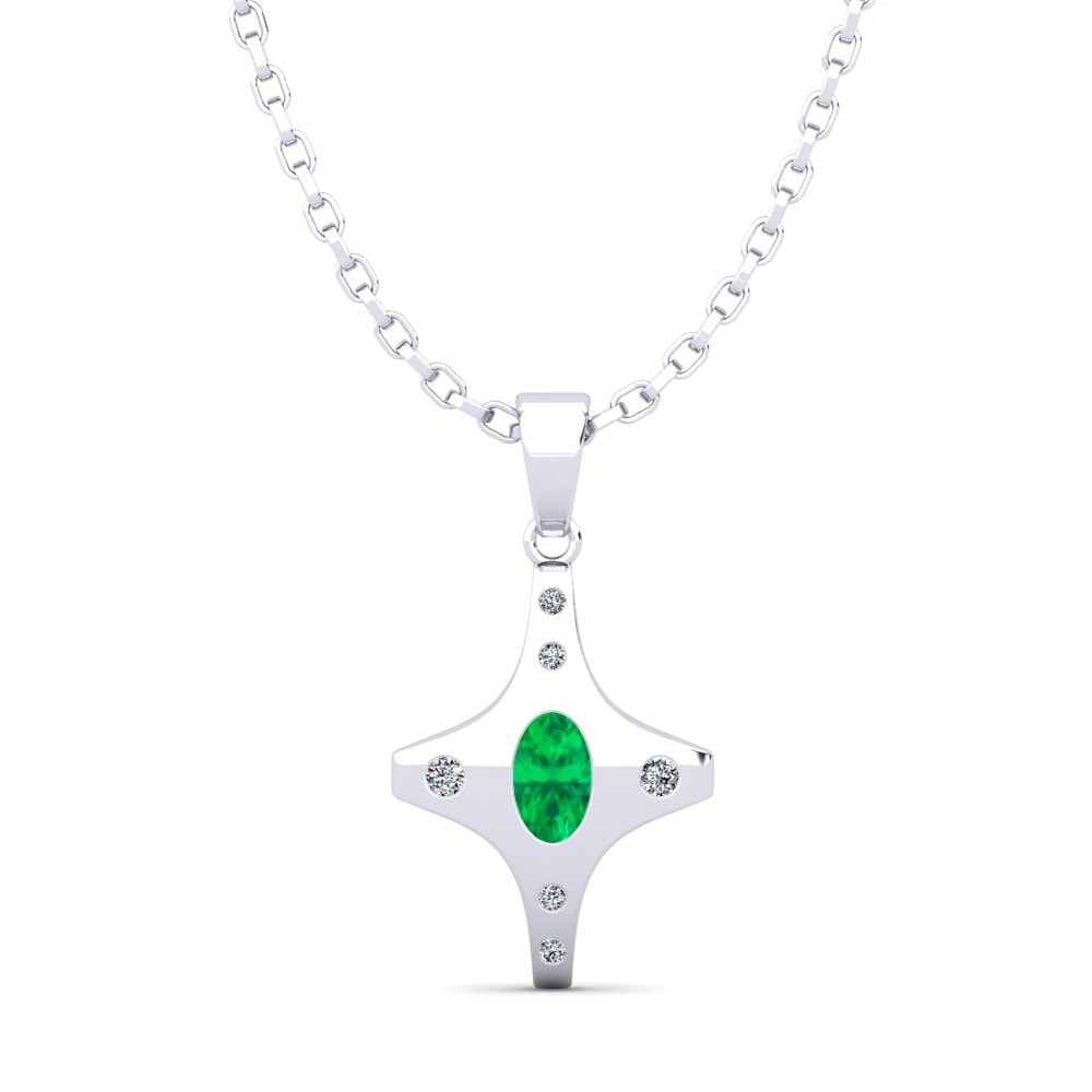 14ct White Gold Emerald Men's Pendant Riesa