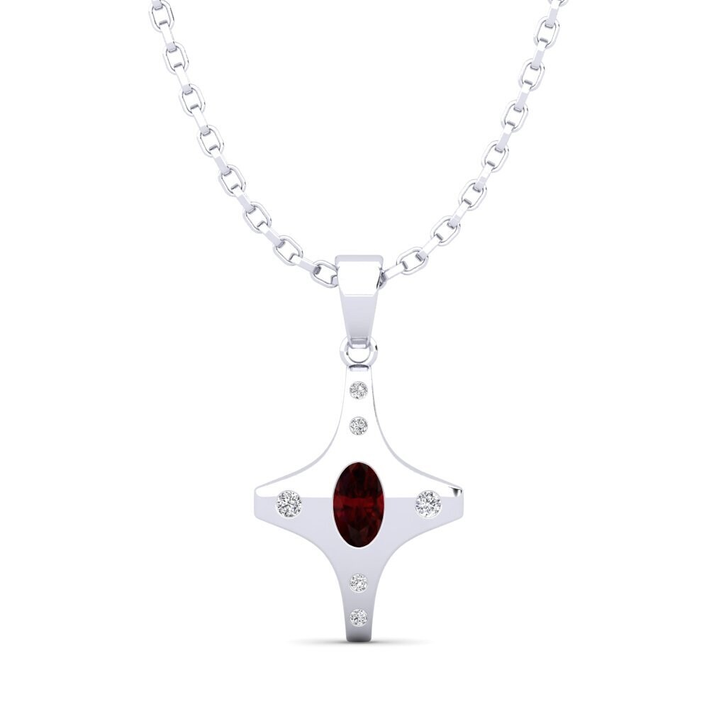 18ct White Gold Garnet Men's Pendant Riesa