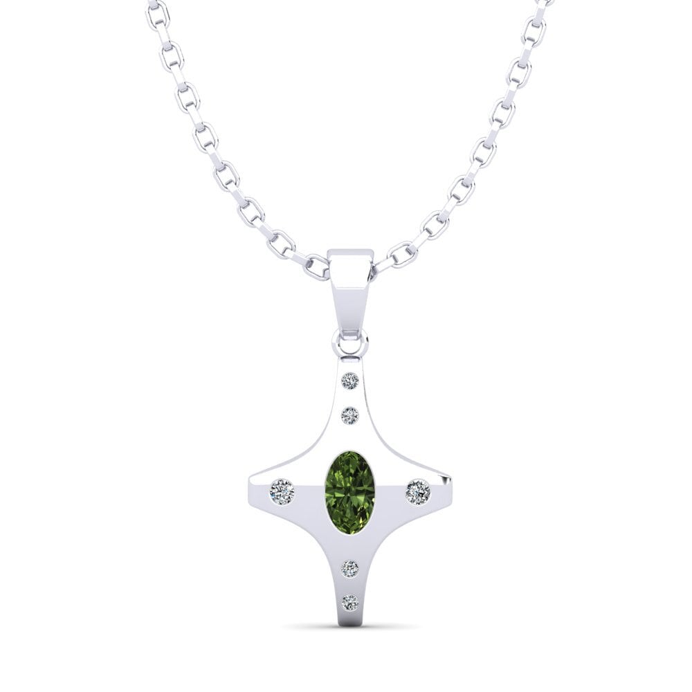 9ct White Gold Green Sapphire Men's Pendant Riesa
