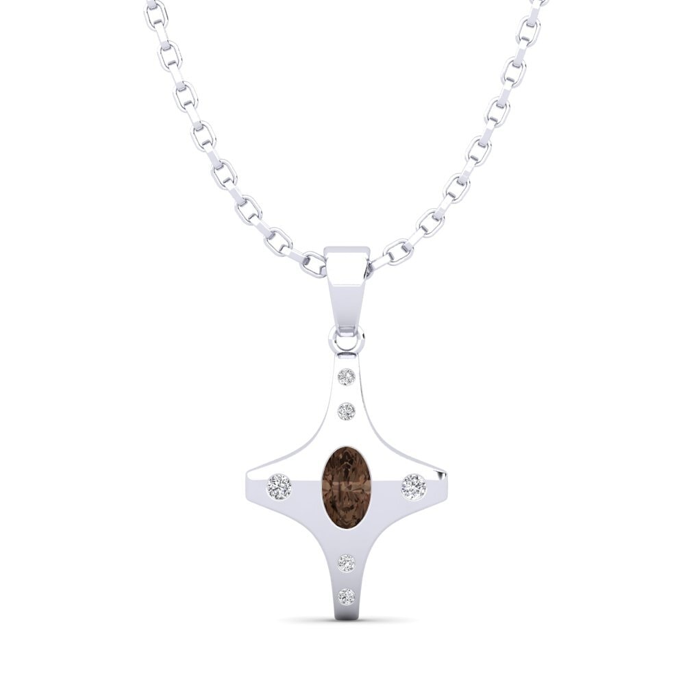 14ct White Gold Smoky Quartz Men's Pendant Riesa