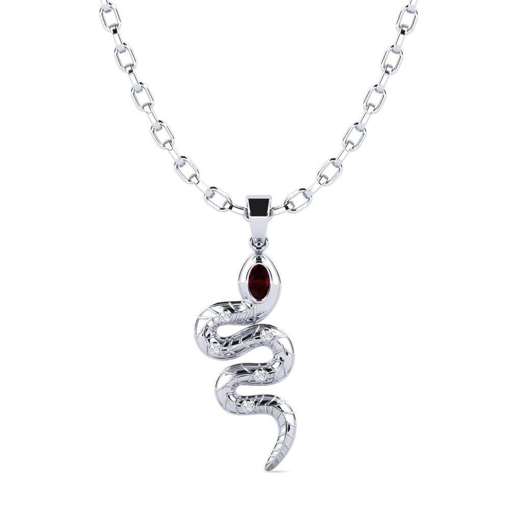 18ct White Gold Garnet Men's Pendant Selente