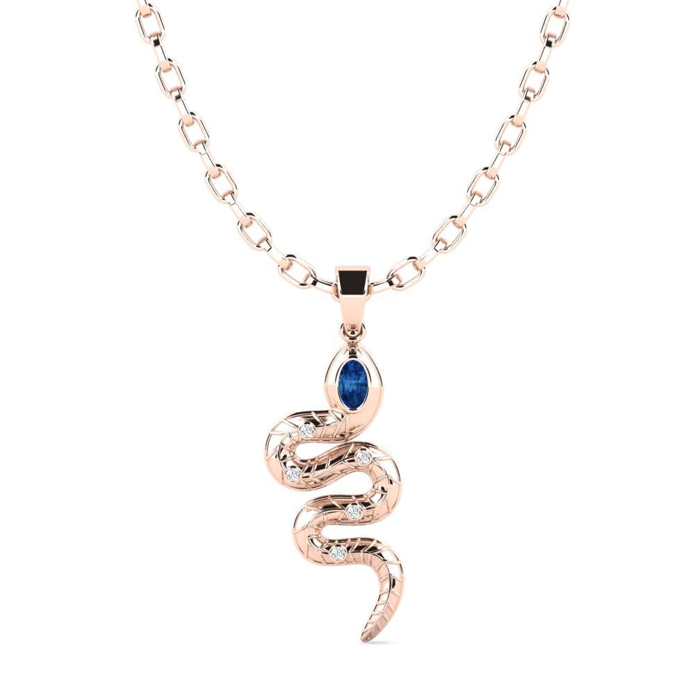 14K Rood Goud Donker Blauwe Zirkoon Heren hanger Selente