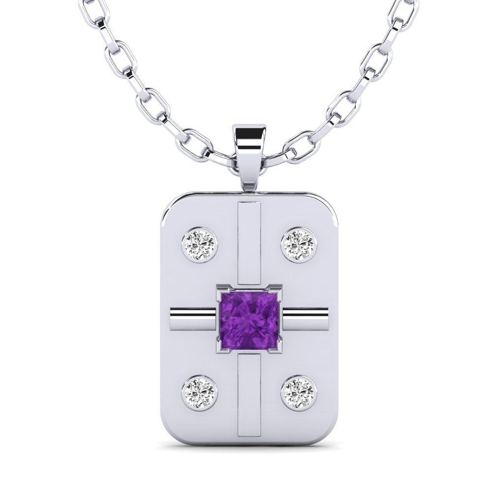 Weißgold 375 Amethyst Herren-Anhänger Vigore