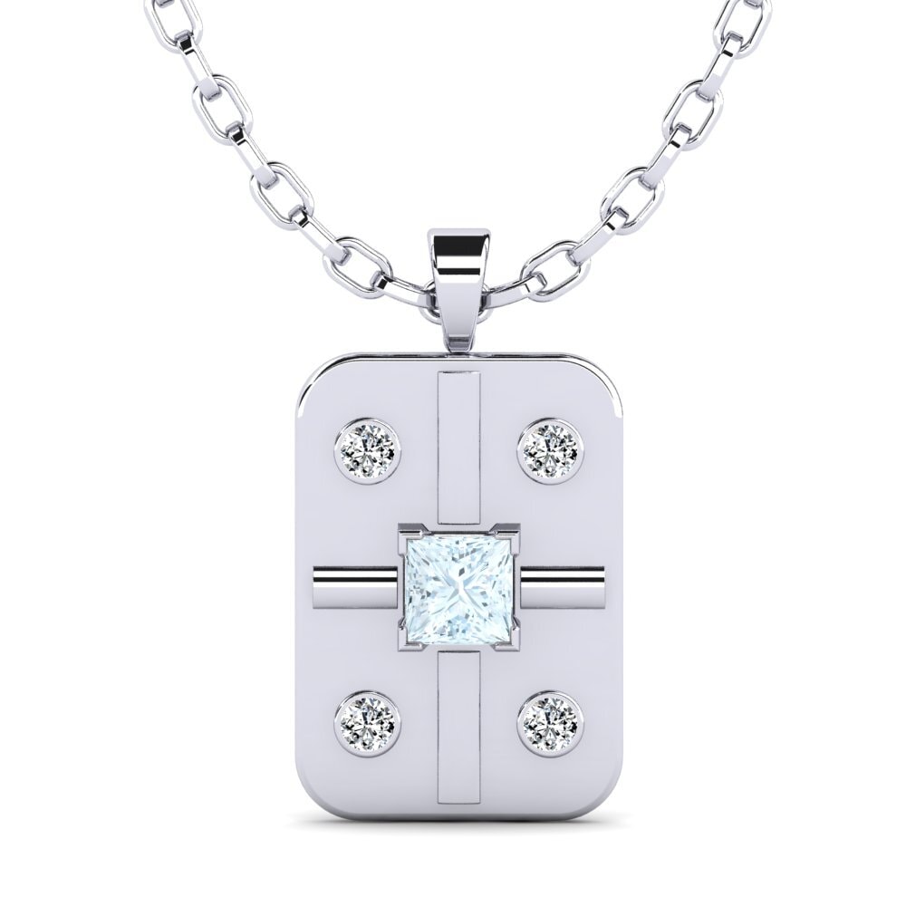 14ct White Gold Aquamarine Men's Pendant Vigore