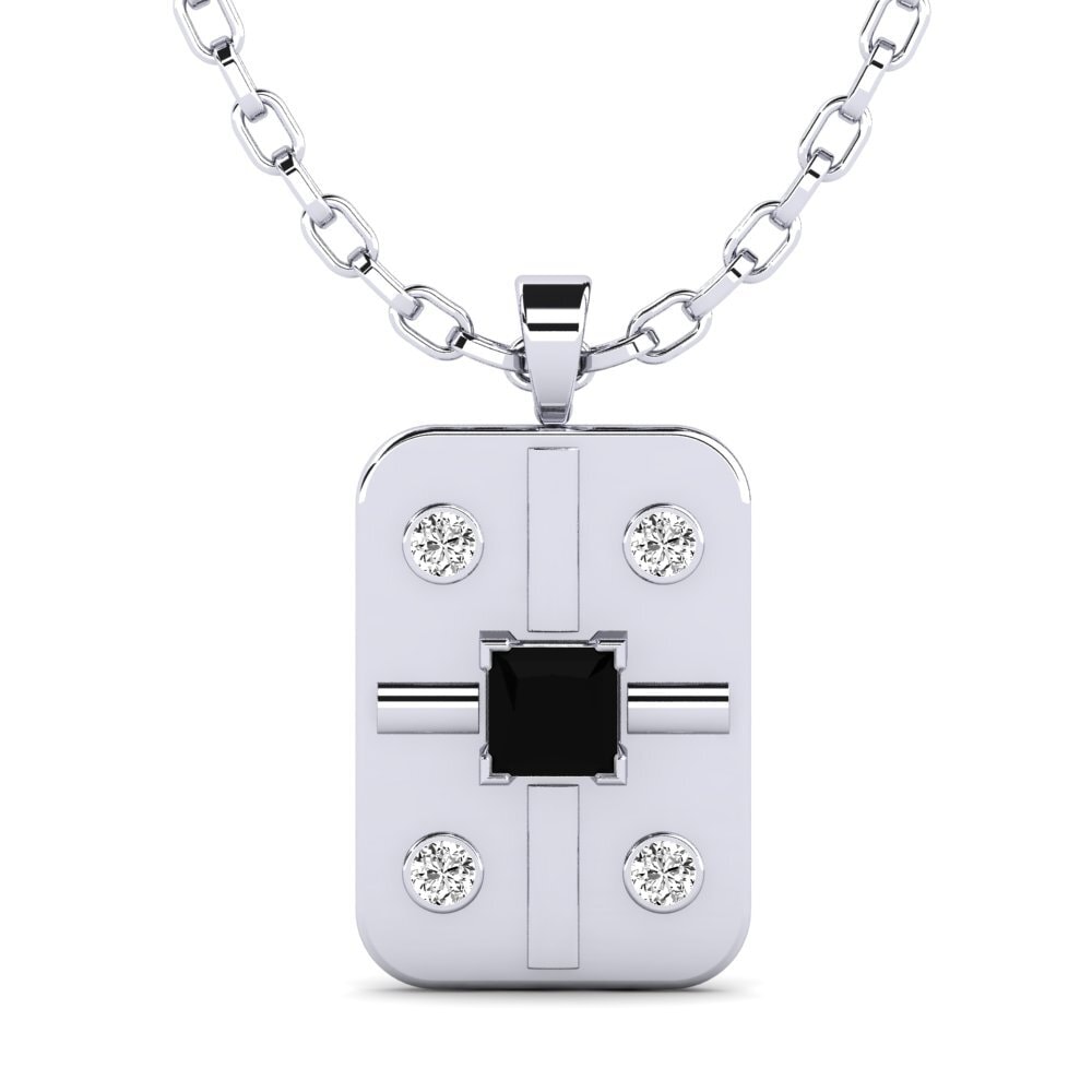 Weißgold 375 Schwarzer Onyx Herren-Anhänger Vigore
