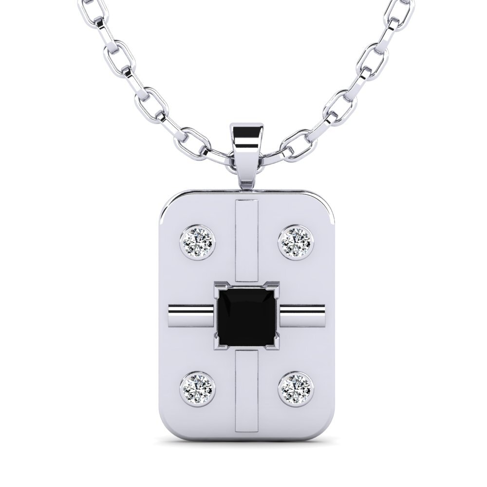 Weißgold 375 Schwarzer Diamant Herren-Anhänger Vigore