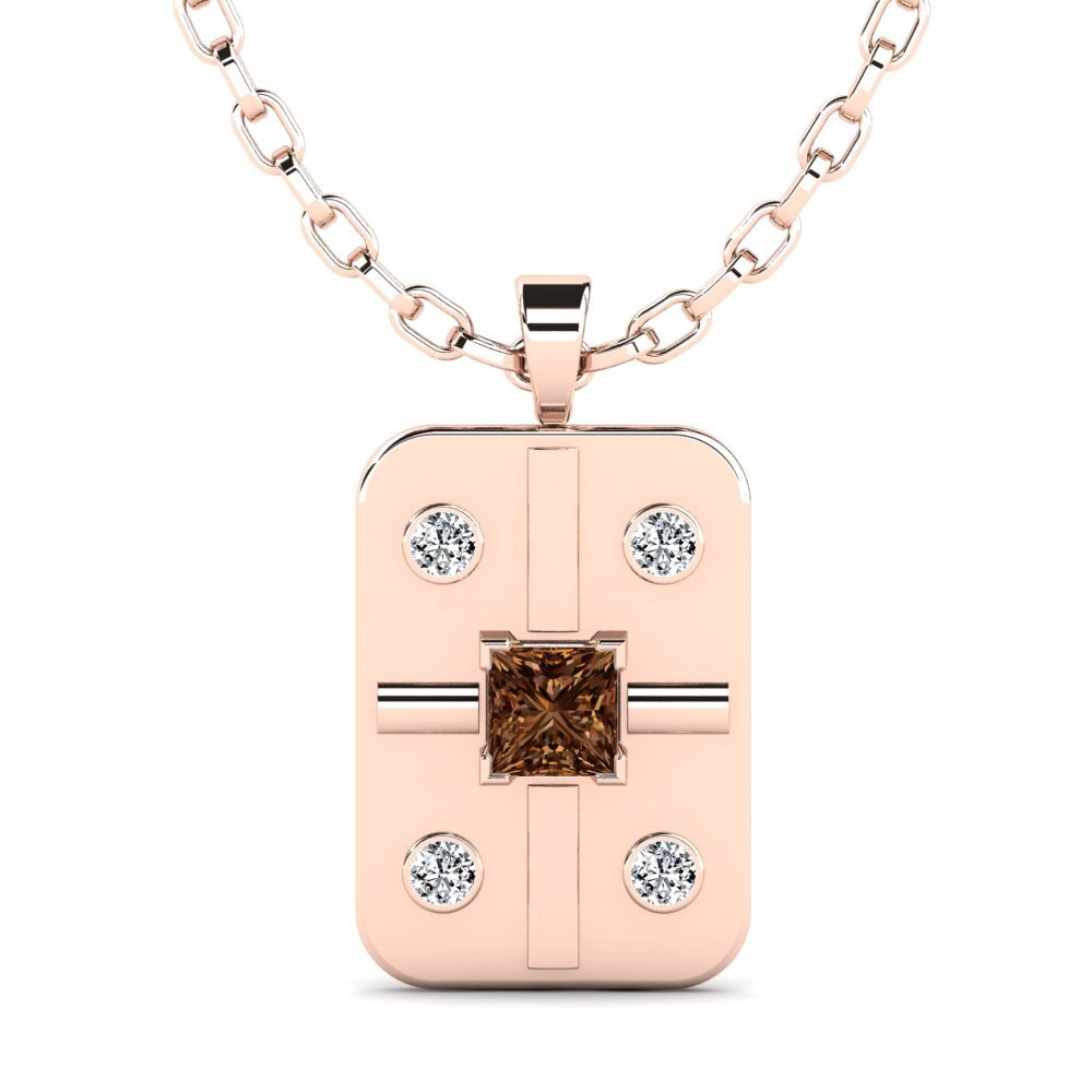 Rotgold 585 Brauner Diamant Herren-Anhänger Vigore