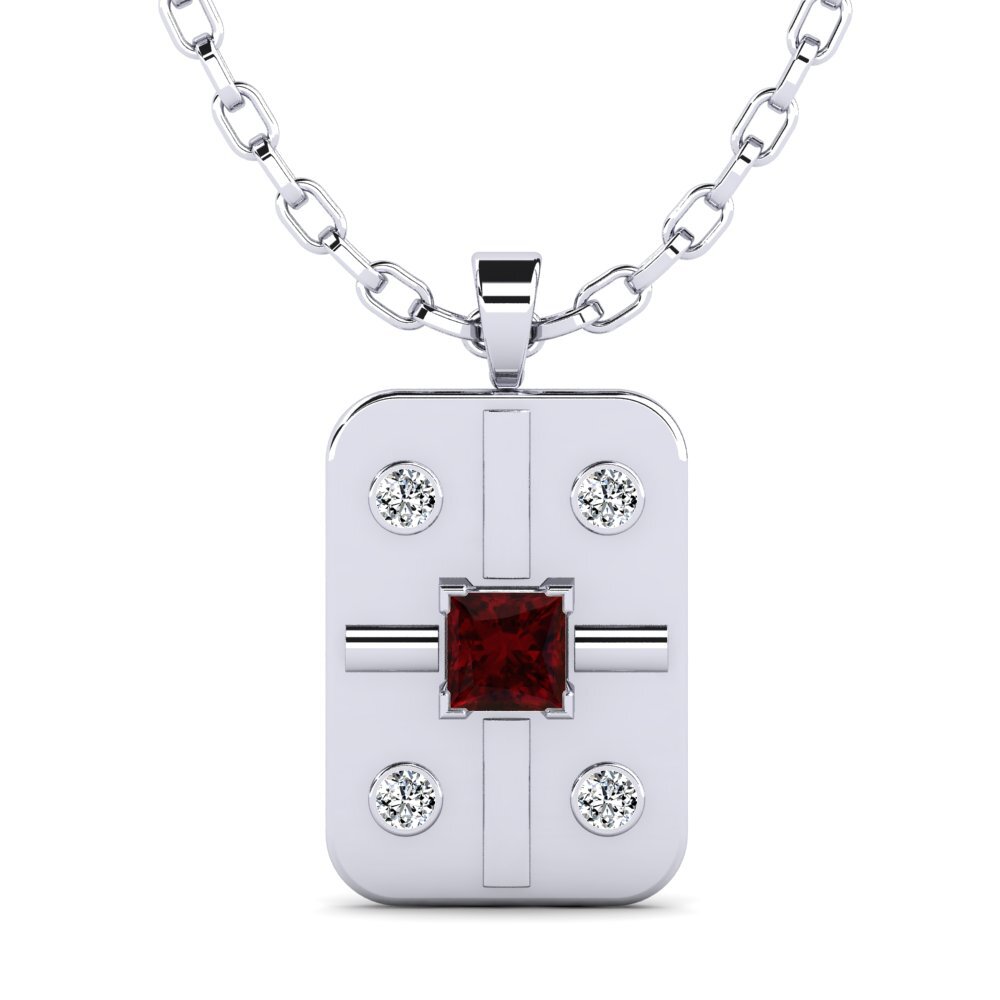 18ct White Gold Garnet Men's Pendant Vigore