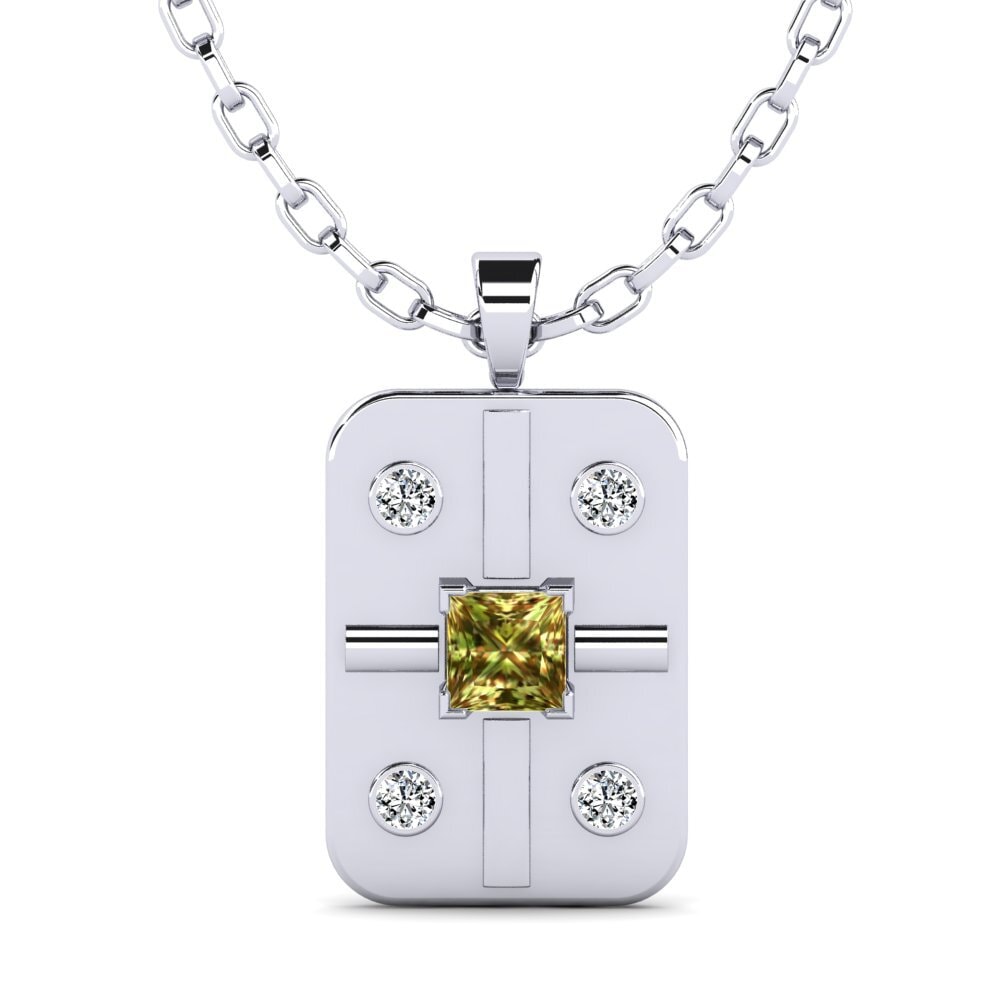 14ct White Gold Sultan Stone Men's Pendant Vigore