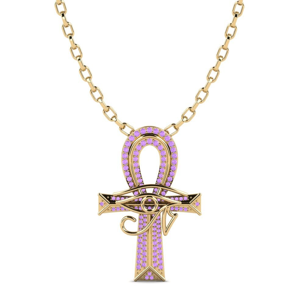 Or Jaune 585 Améthyste Pendentif pour homme Wesley
