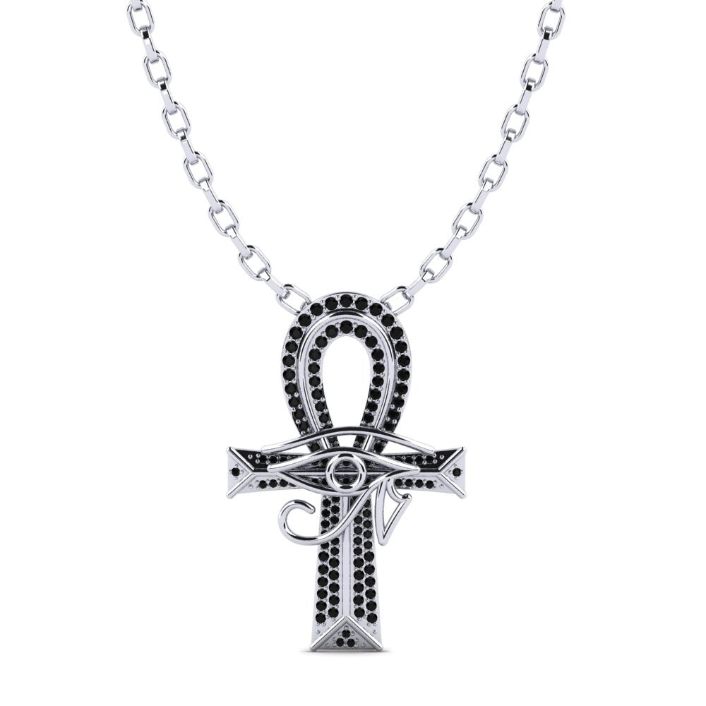 Platine 950 Diamant Noir Pendentif pour homme Wesley