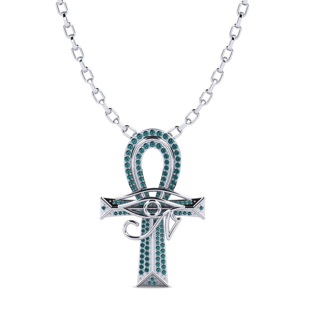 Argent Blanc Diamant Bleu Pendentif pour homme Wesley