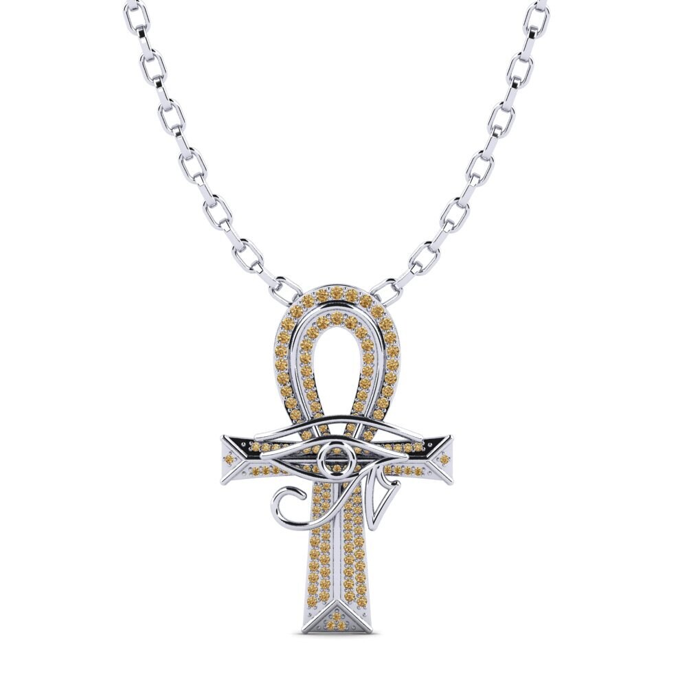 Argent Blanc Diamant Brun Pendentif pour homme Wesley