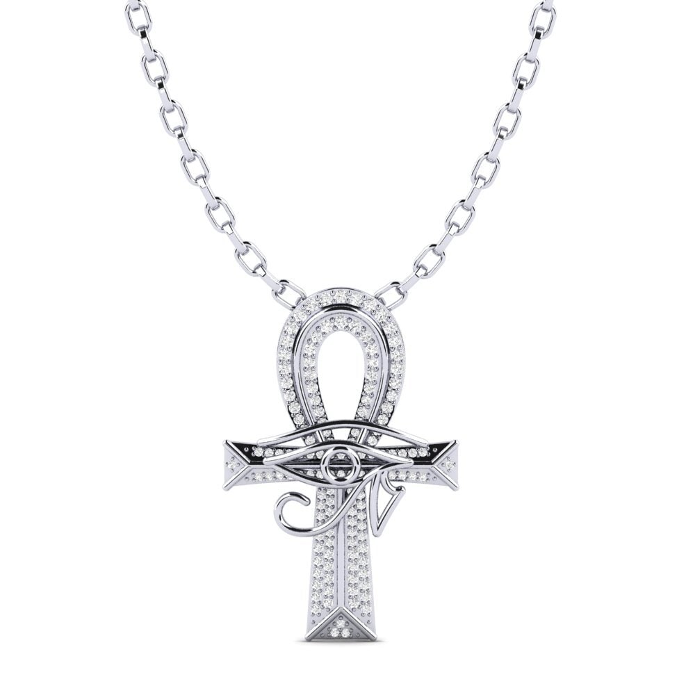 Argent Blanc Saphir Blanc Pendentif pour homme Wesley