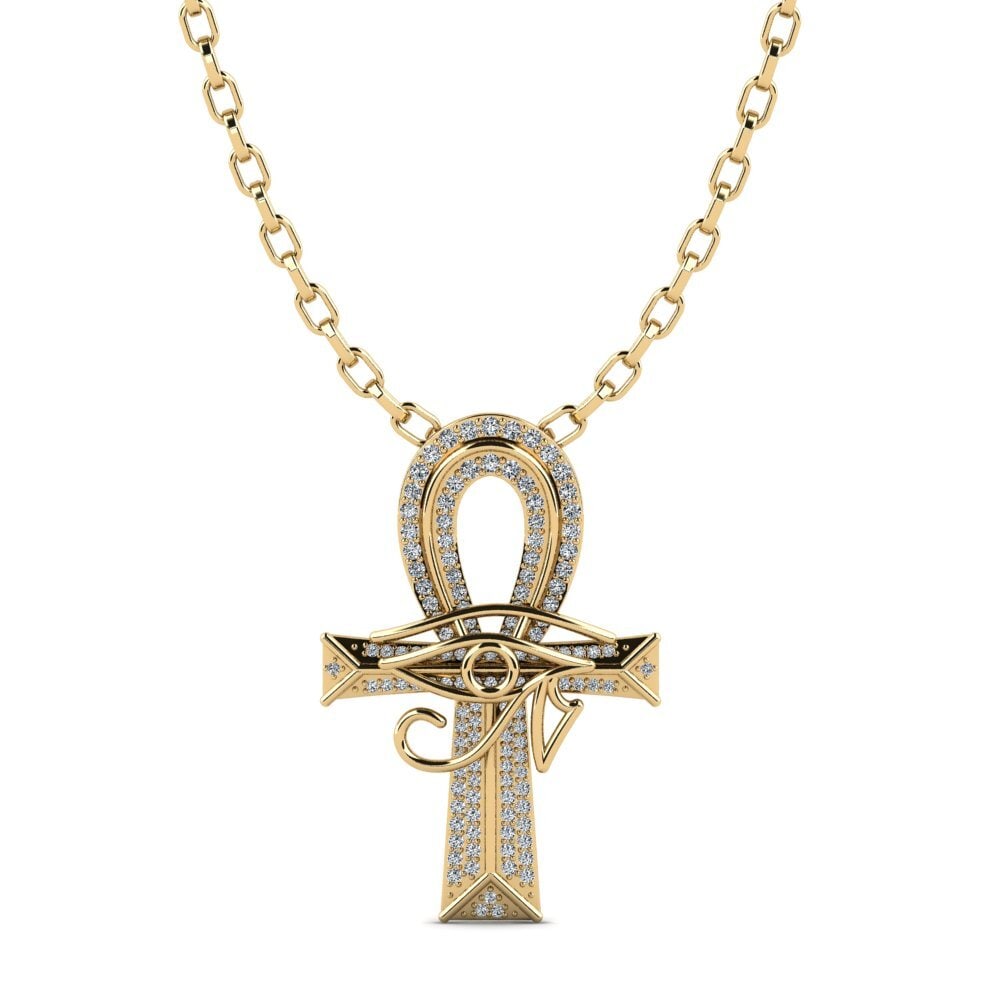 Or Jaune 585 Zircone Pendentif pour homme Wesley