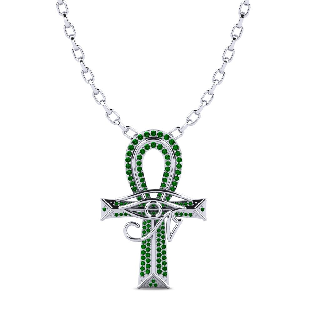Palladium 950 Zircone Vert Pendentif pour homme Wesley