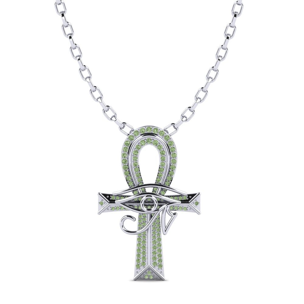 Argent Blanc Diamant Vert Pendentif pour homme Wesley