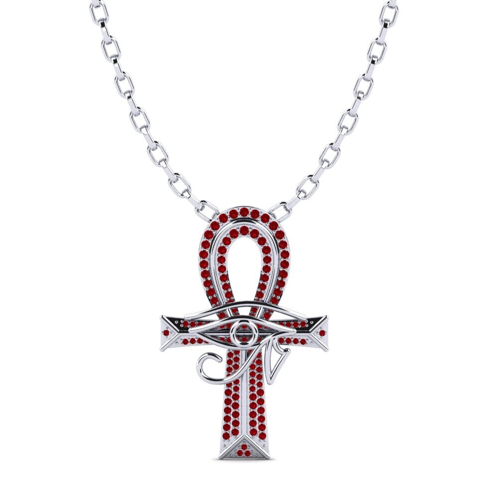 Argent Blanc Zircone Rouge Pendentif pour homme Wesley