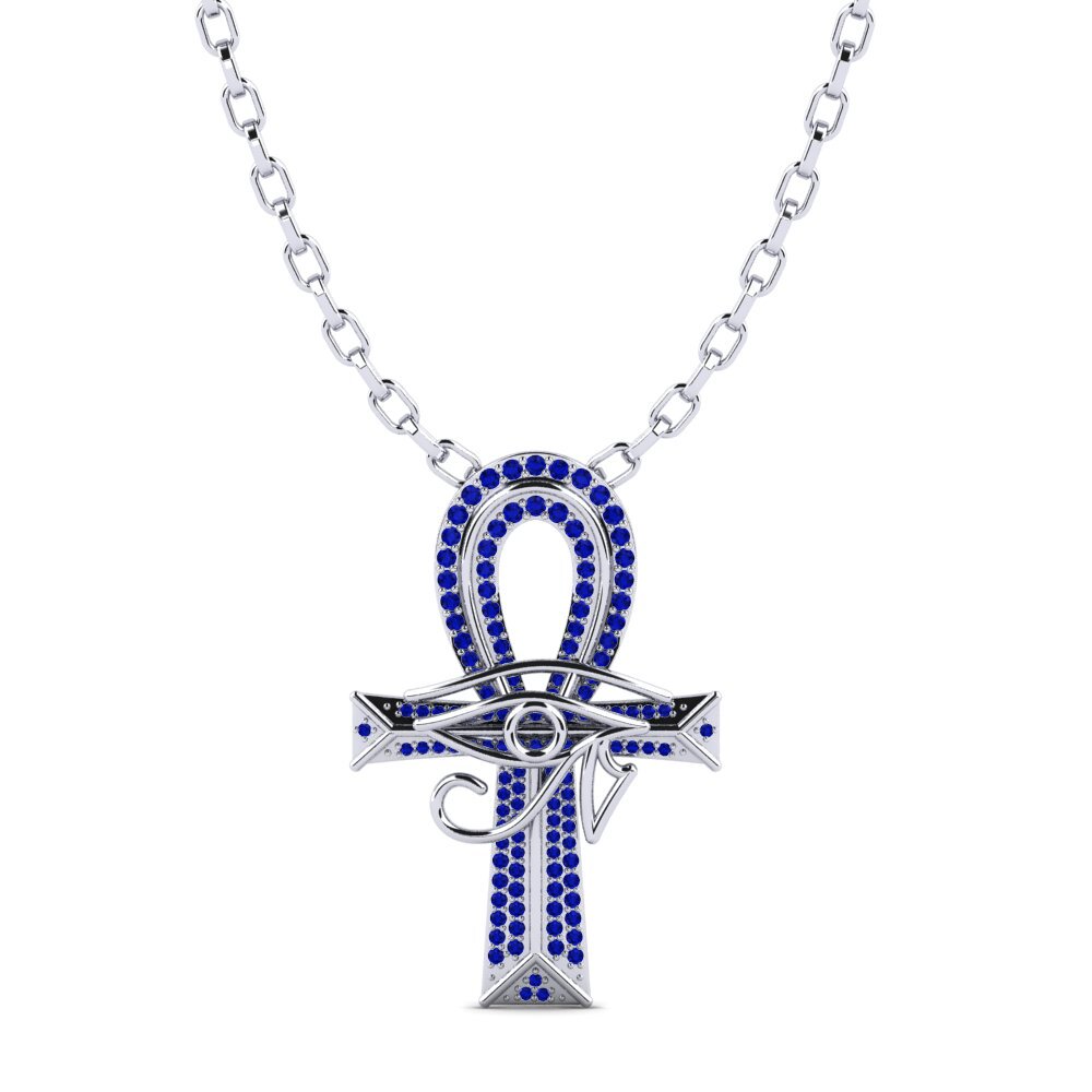 Palladium 950 Saphir Pendentif pour homme Wesley