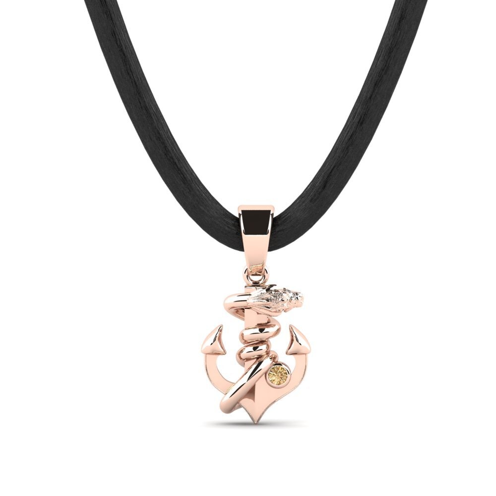 Rotgold 585 Brauner Diamant Herren-Anhänger Wrath