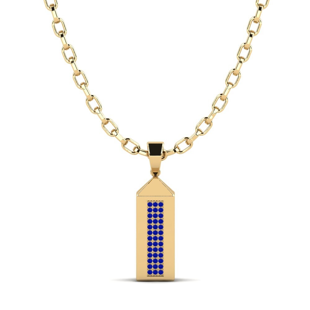 Or Jaune 585 Saphir Pendentif pour homme Yarden