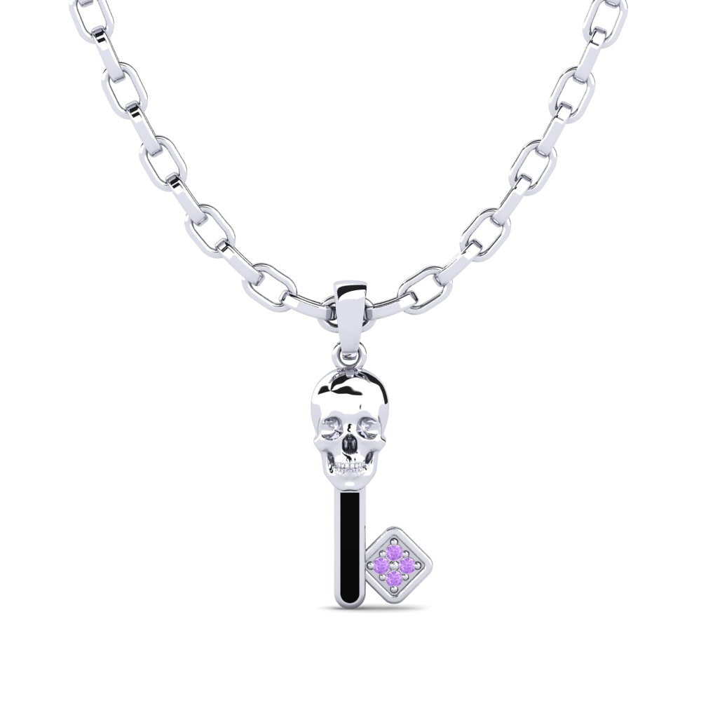 18ct White Gold Amethyst Men's Pendant Zaiden