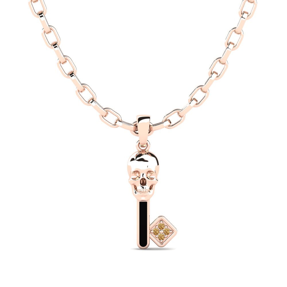 Rotgold 585 Brauner Diamant Herren-Anhänger Zaiden