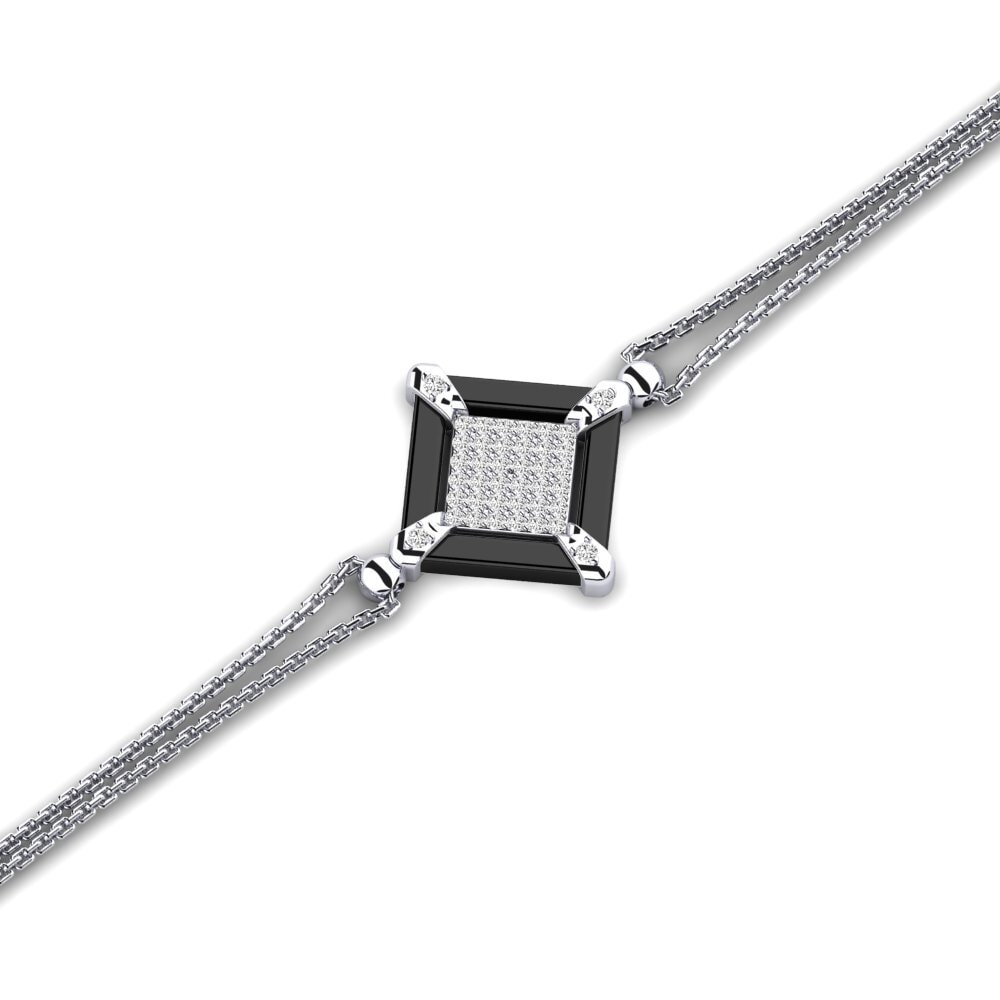 14k Oro Blanco Moissanita Pulsera de Mujer Mendelano
