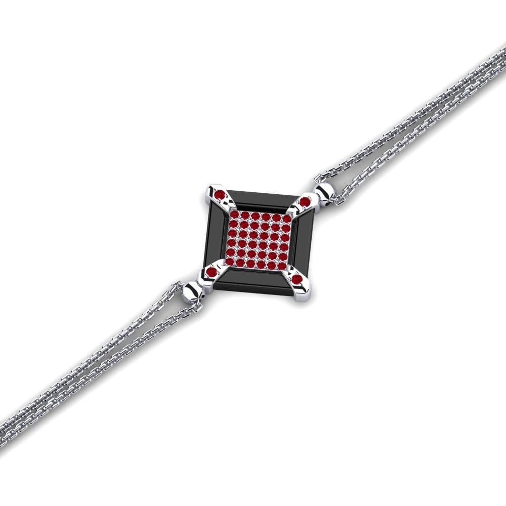 950 Palladium Red Zirconia Women's Bracelet Mendelano