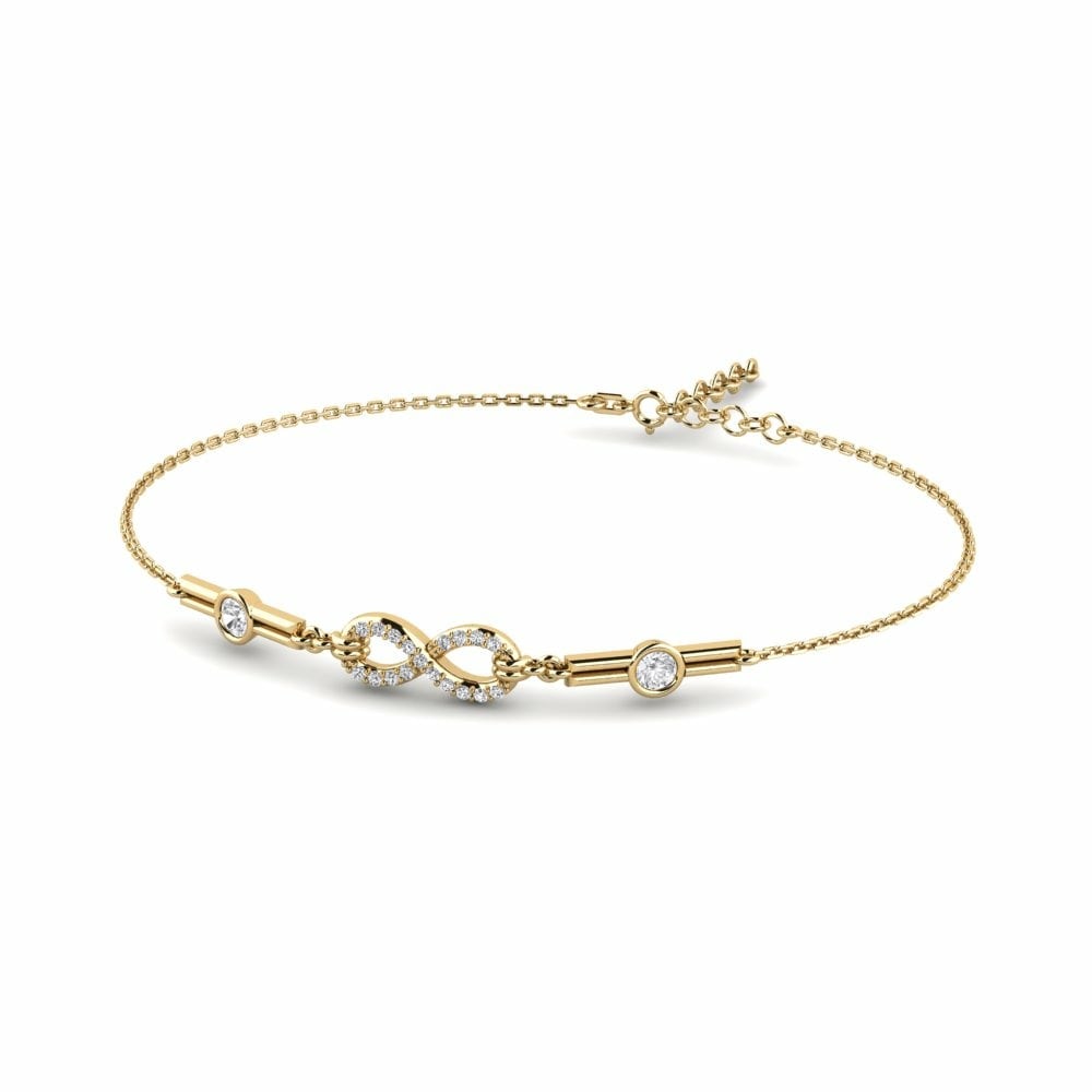 Chain Bracelets Connection Mengalir 585 Yellow Gold White Sapphire