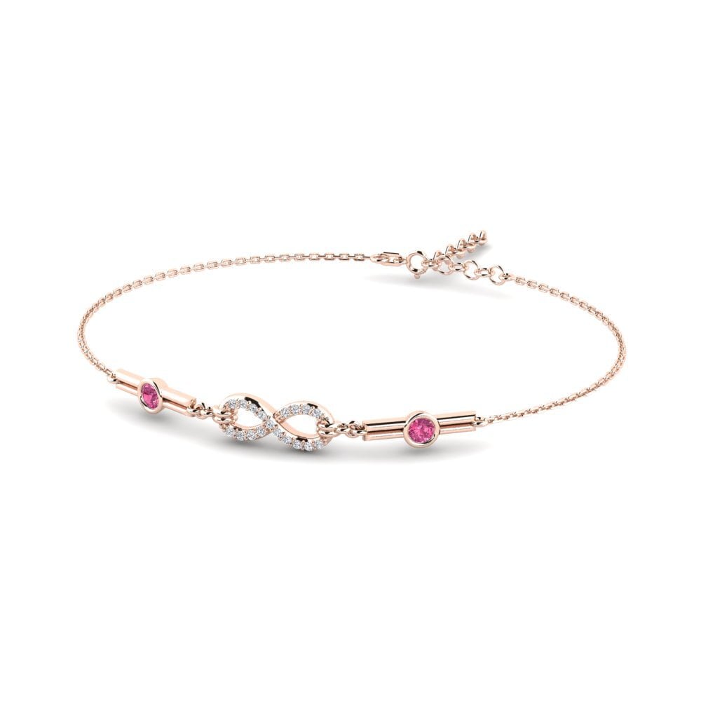 9ct Rose Gold Pink Tourmaline Women's Bracelet Mengalir