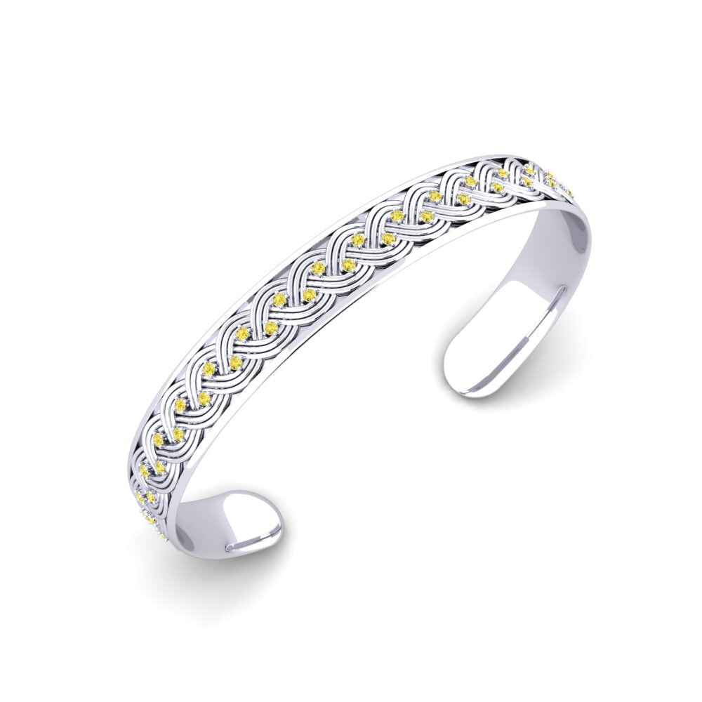 18ct White Gold Yellow Sapphire Men's Bracelet Menna