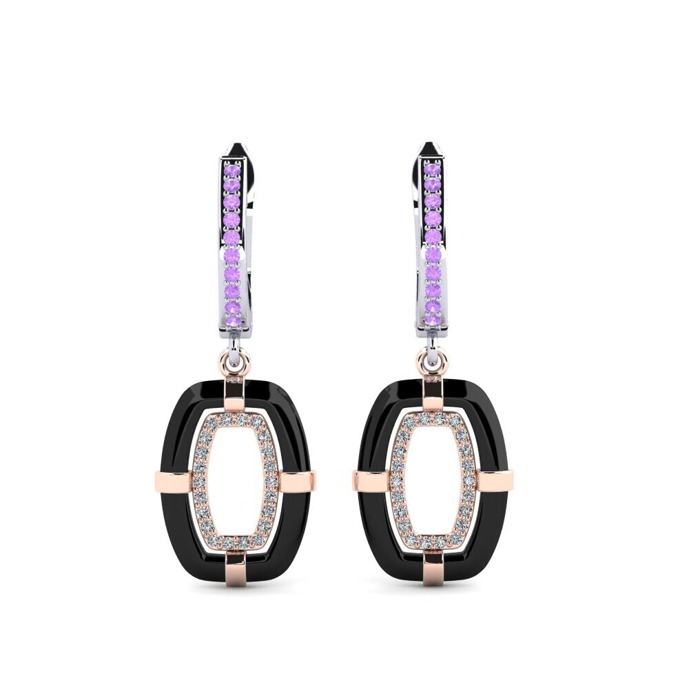 18ct White & Rose Gold Amethyst Women's Earring Mennosa