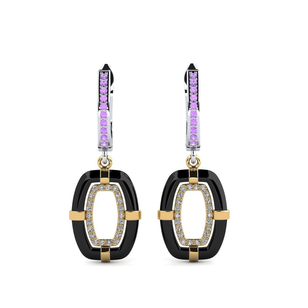 14ct White & Yellow Gold Amethyst Women's Earring Mennosa